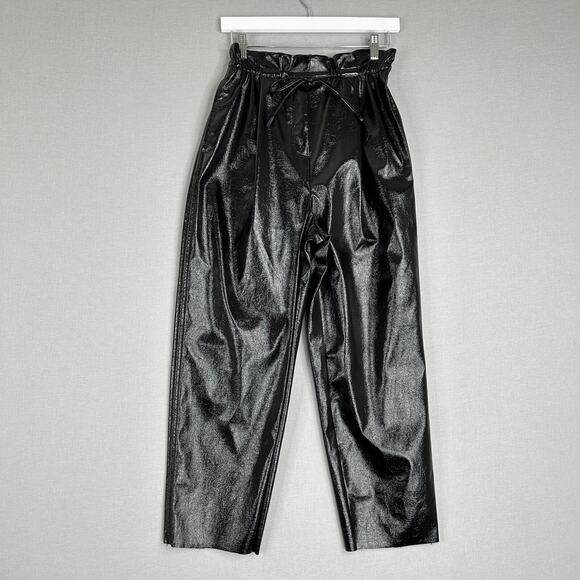 Wilfred Jive Faux Leather Shiny Pants Womens Small Black Wet Look Trouser Rave - Picture 1 of 10